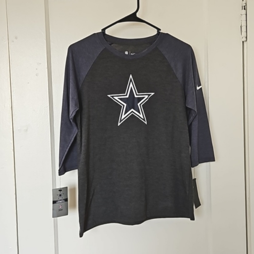 NFL Dallas Cowboys Nike Women's quarter sleeve t-shirt blue and grey